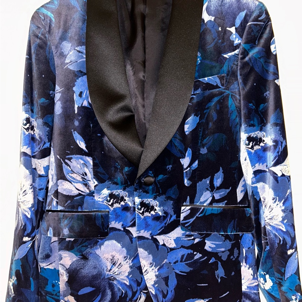 Bonobos Midnight Floral Velvet Tuxedo Jacket size 36S